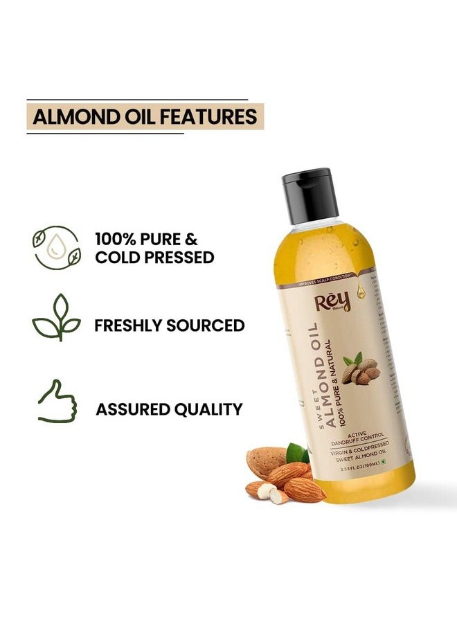 Almond Hair Oil (Badam Oil) - 100% Pure, Cold Pressed, For Hair & Skin | Promotes Growth, Reduces Dandruff | 100Ml (Pack Of 2)