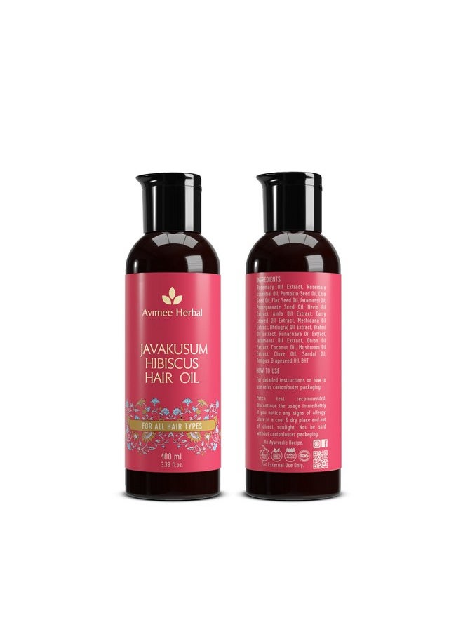 Javakusum Hibiscus Hair Oil | For Soft & Silky Texture | Loaded With Vitamin C, Flavonoids, Amino Acids, Mucilage Fiber, And Antioxidants | 100 Ml | Pack Of 2