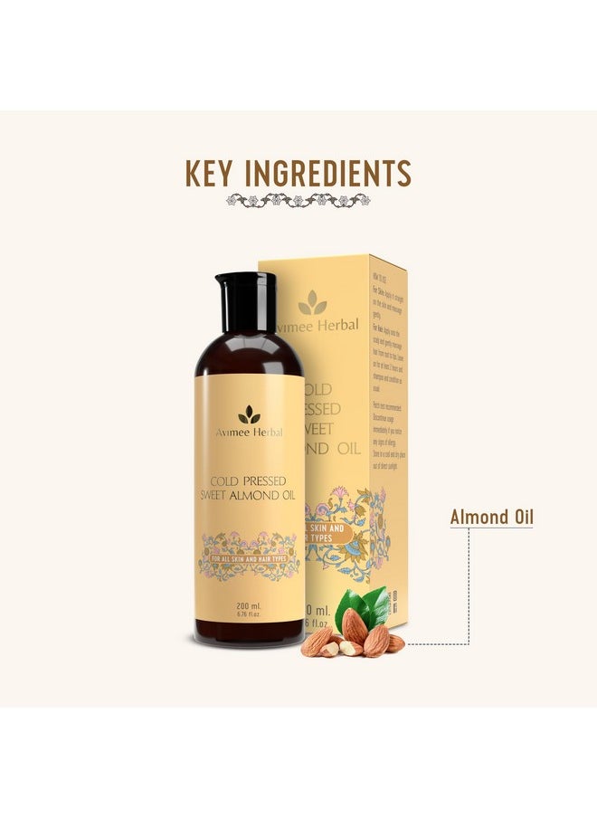 Keshpallav Almond Oil | Pure Cold Pressed Oil | Fights Split Ends & Strengthens Hair | Enriched With Vitamin E | Mineral Oil Free | 200 Ml