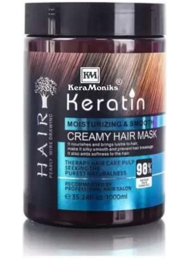 Professional Keratin Hair Mask For Intense Damaged Hair Repair - Like Salon Spa - For Dry & Damaged Hair (1000Ml), Floral, 1 Count