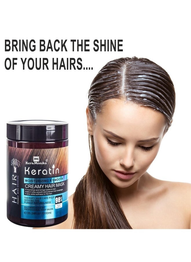 Professional Keratin Hair Mask For Intense Damaged Hair Repair - Like Salon Spa - For Dry & Damaged Hair (1000Ml), Floral, 1 Count