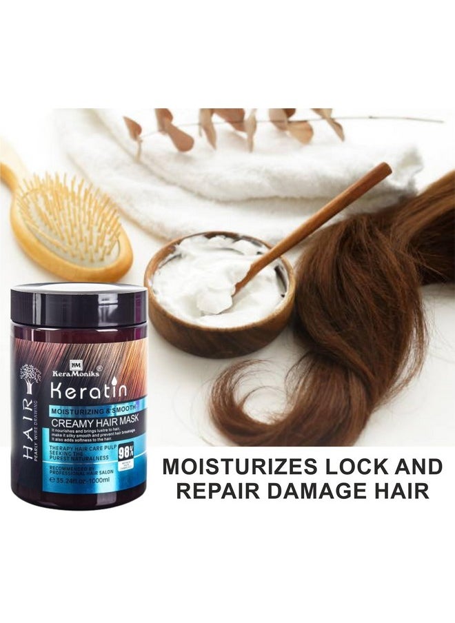 Professional Keratin Hair Mask For Intense Damaged Hair Repair - Like Salon Spa - For Dry & Damaged Hair (1000Ml), Floral, 1 Count
