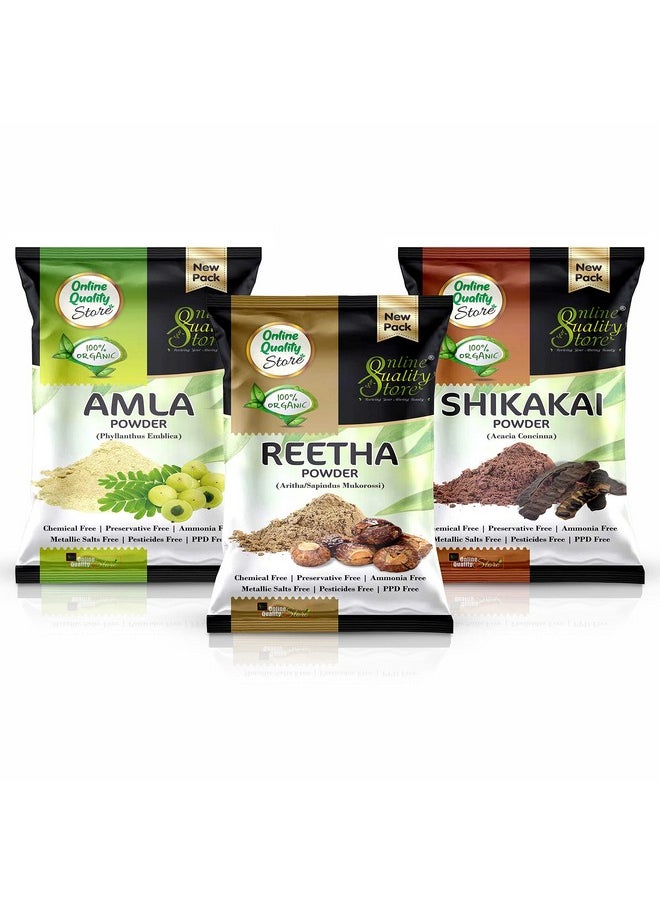Amla, Reetha, Shikakai Powder Combo Powder Pack For Hair R (Pack Of 3, Total 380G Pack), All Hair Type, Oily, Dry, Thick, Damaged, 3 Count