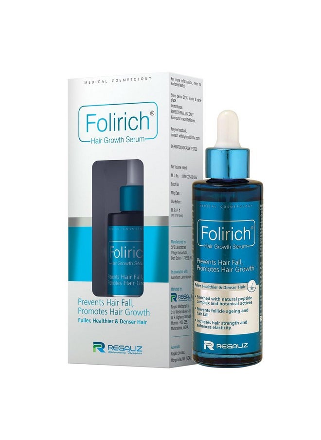 Folirich Hair Growth Serum | Promotes Fuller, Thicker, And Healthier Hair | Reduces Hair Fall And Strengthens Hair | Suitable For Men And Women | 60Ml