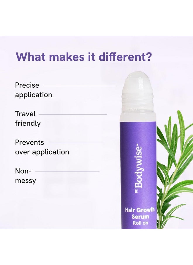 Be Bodywise Rosemary Hair Growth Serum (Roll On)| Promotes Hair Growth, Stimulates Hair Follicles |3% Rosemary, 3% Redensyl, 2% Anagain |Hair Fall Control Women & Men|All Hair Types| 25 ml (Pack of 2)