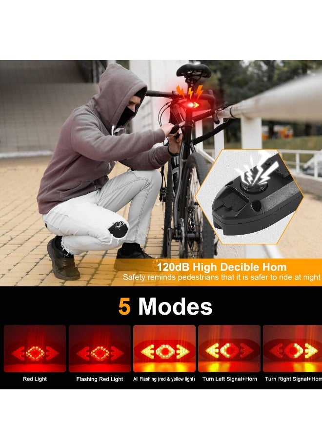 Bike Tail Light, Remote Control Turn Signal led, USB Rechargeable Rear Light Cycling Safety Warning Bike Lights For All Mountain Road Bicycle Indicators