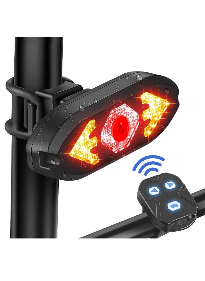 Bike Tail Light, Remote Control Turn Signal led, USB Rechargeable Rear Light Cycling Safety Warning Bike Lights For All Mountain Road Bicycle Indicators