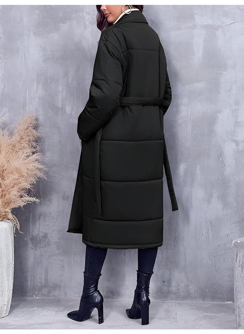 Women's Long Winter Puffer Coat with Fiber Lining Inside