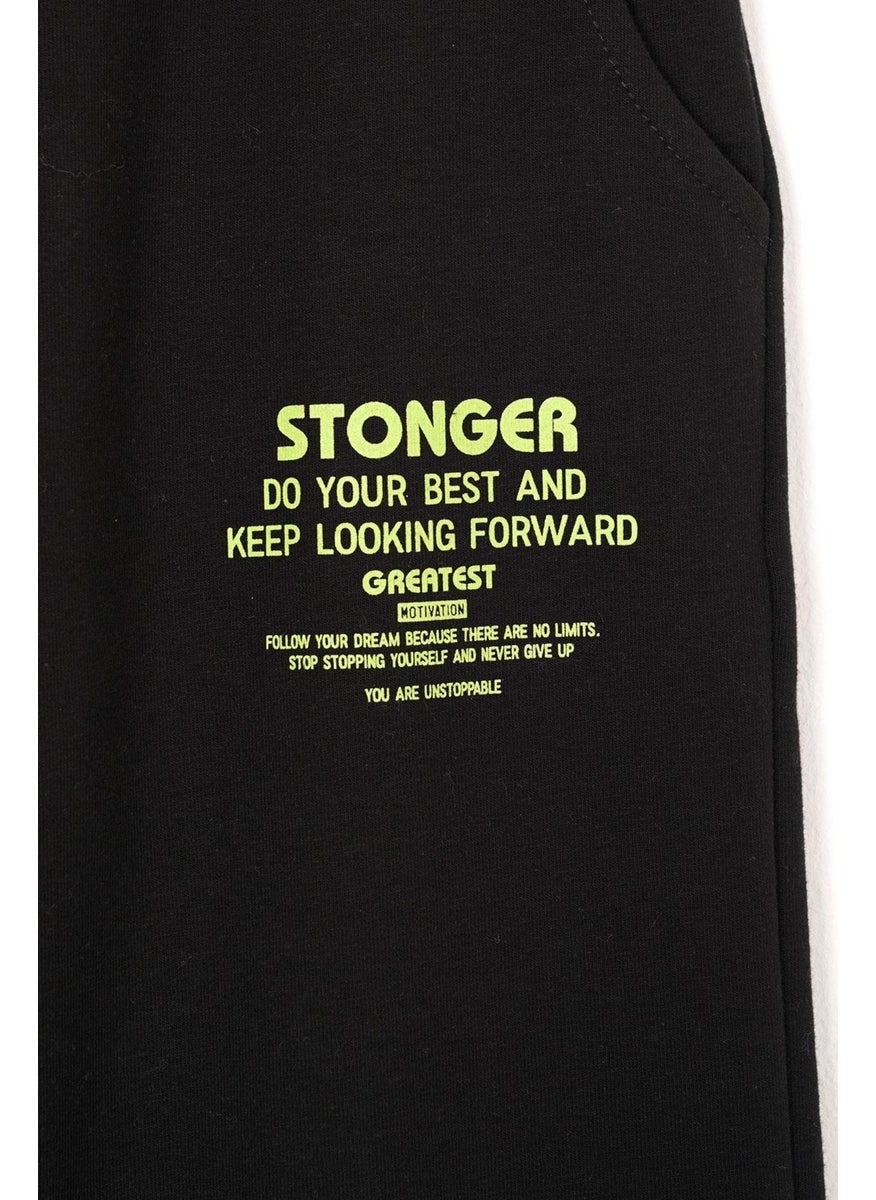 Stonger Printed Black Color Boy Tracksuit Single Bottom