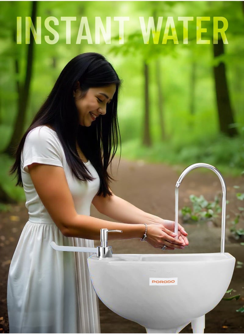 Portable Handwash Station / Foot Pump Operated / Instant Water / Portable & Easy to Move / 17L Clean Water Tank / 3L Liquid Soap Tank / Towel rack/ Outdoor and Camping Hand Wash Sink - White