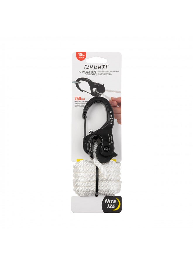 Nite Ize NCJLA-02-R3 CamJam XT Aluminum Tie Down Rope Tightener with Carabiner Clip, Black
