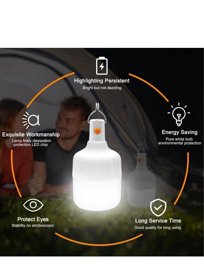 2 Pack LED USB Rechargeable Camping Lantern, 3 Modes Portable Light Bulb, Suitable for Emergency, Camping, Patio,Garden, BBQ, Hiking, Fishing