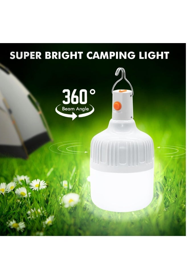 2 Pack LED USB Rechargeable Camping Lantern, 3 Modes Portable Light Bulb, Suitable for Emergency, Camping, Patio,Garden, BBQ, Hiking, Fishing