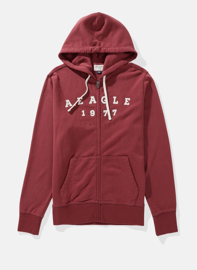 AE Logo Graphic Zip-Up Hoodie