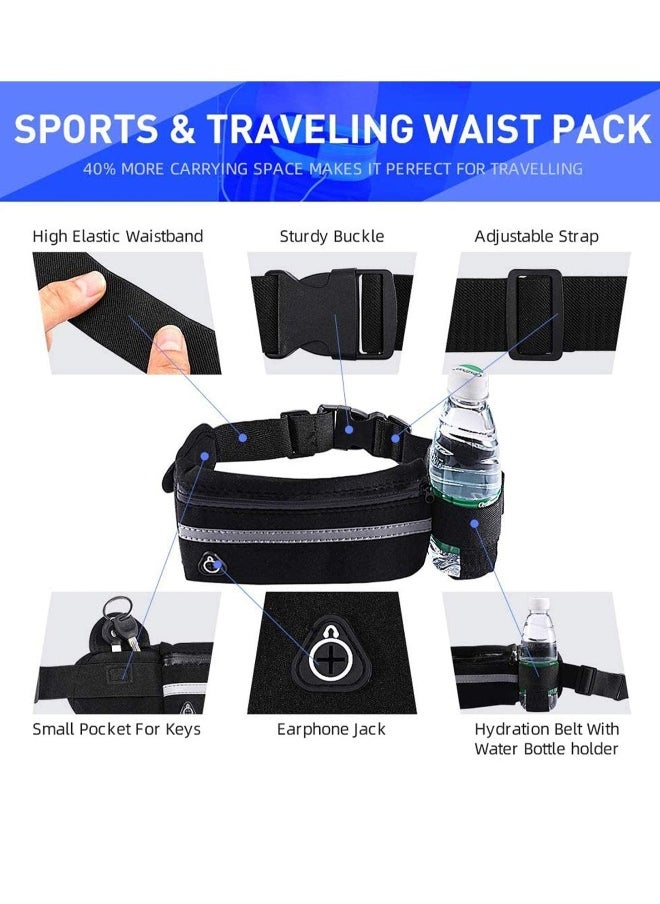 2 Pack Running Belt for Running Lightweight Running Belt Adjustable Running Waist Pack with Elastic Strap Running Pouch