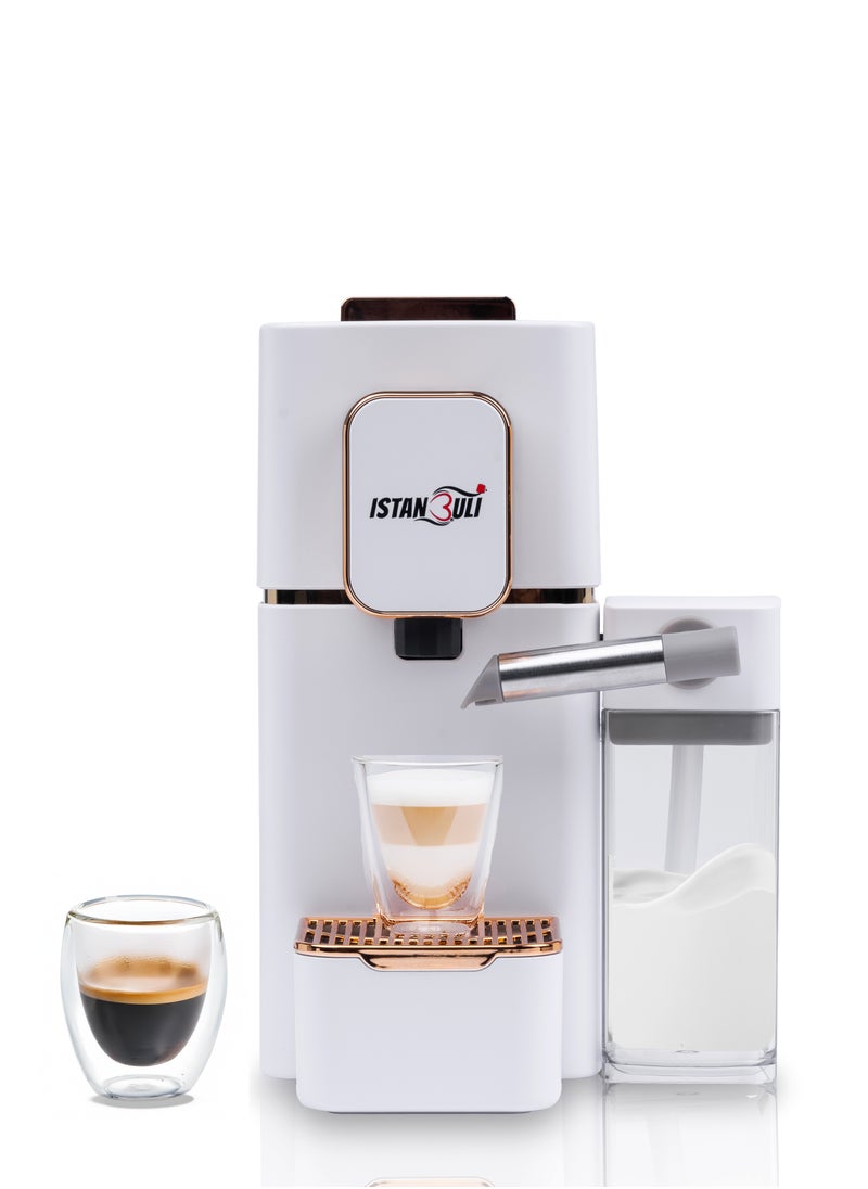 istanbuli capsule coffee maker with milk tank – 19-bar pressure for perfect espresso and cappuccino with rich crema and frothy milk