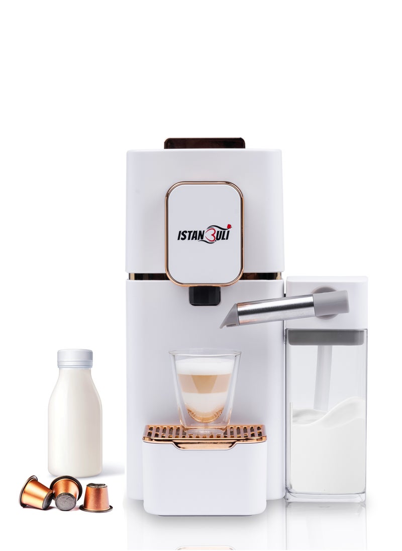 istanbuli capsule coffee maker with milk tank – 19-bar pressure for perfect espresso and cappuccino with rich crema and frothy milk