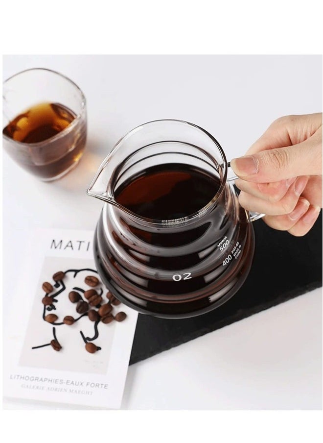Heat Resistant Glass Hand Drip Coffee Pot Coffee Server Kettle Coffee Maker Teapot/Clear Glass Range Standard Coffee Server(20oz)