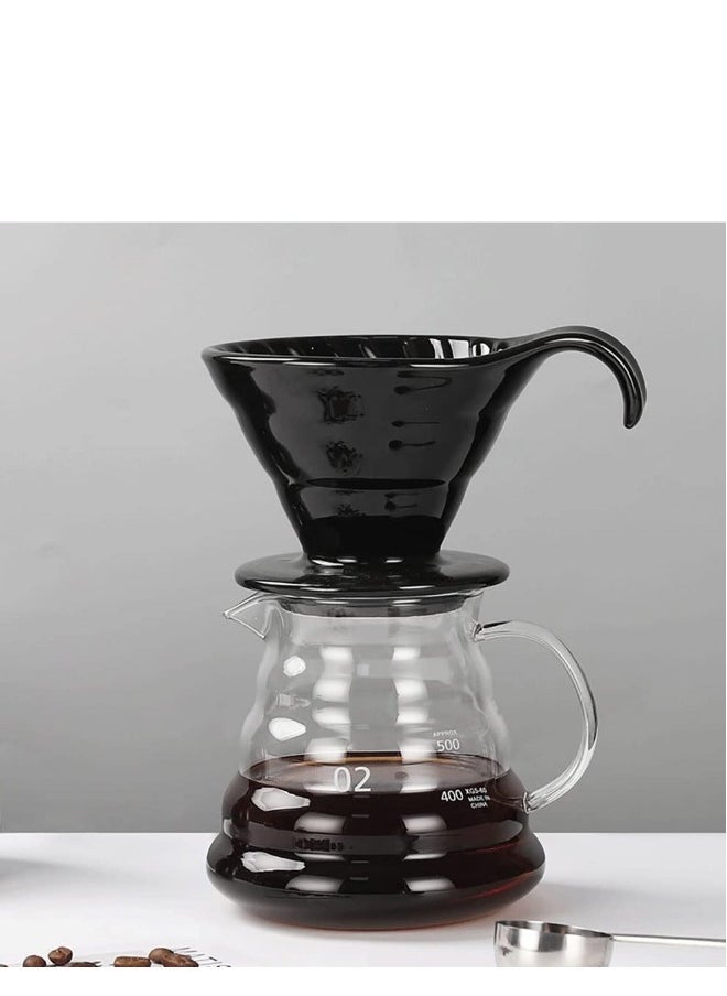 Heat Resistant Glass Hand Drip Coffee Pot Coffee Server Kettle Coffee Maker Teapot/Clear Glass Range Standard Coffee Server(20oz)