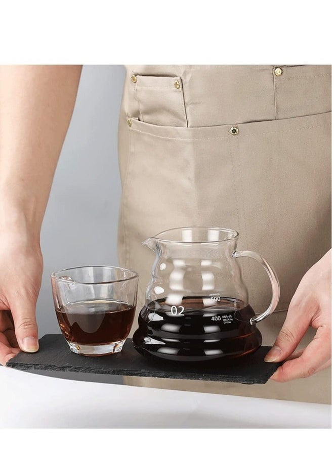 Heat Resistant Glass Hand Drip Coffee Pot Coffee Server Kettle Coffee Maker Teapot/Clear Glass Range Standard Coffee Server(20oz)