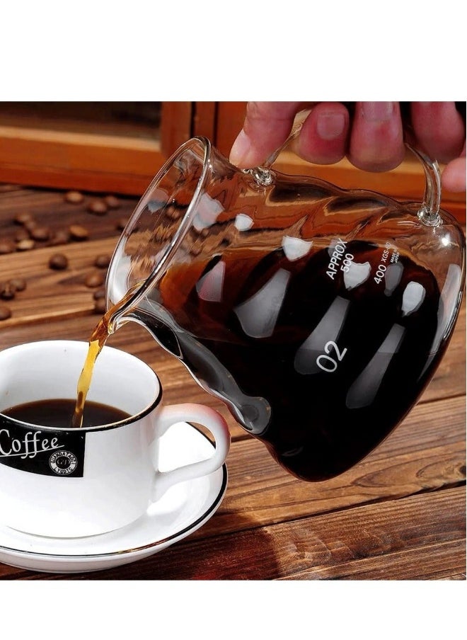 Heat Resistant Glass Hand Drip Coffee Pot Coffee Server Kettle Coffee Maker Teapot/Clear Glass Range Standard Coffee Server(20oz)