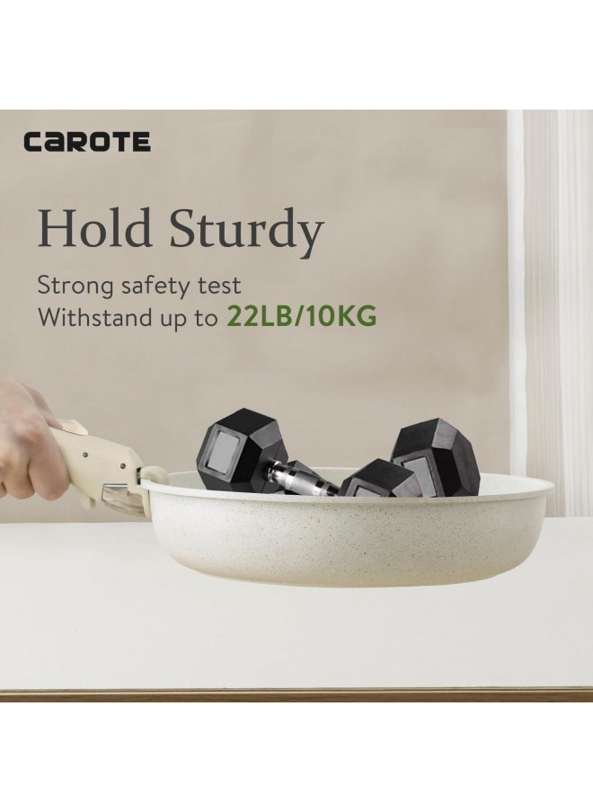 CAROTE Removable Handle, Handle for Detachable Removable Cookware,Universal Pot Handle,Suitable for All Cookware, Cream White