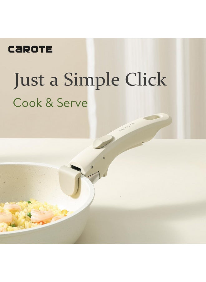 CAROTE Removable Handle, Handle for Detachable Removable Cookware,Universal Pot Handle,Suitable for All Cookware, Cream White