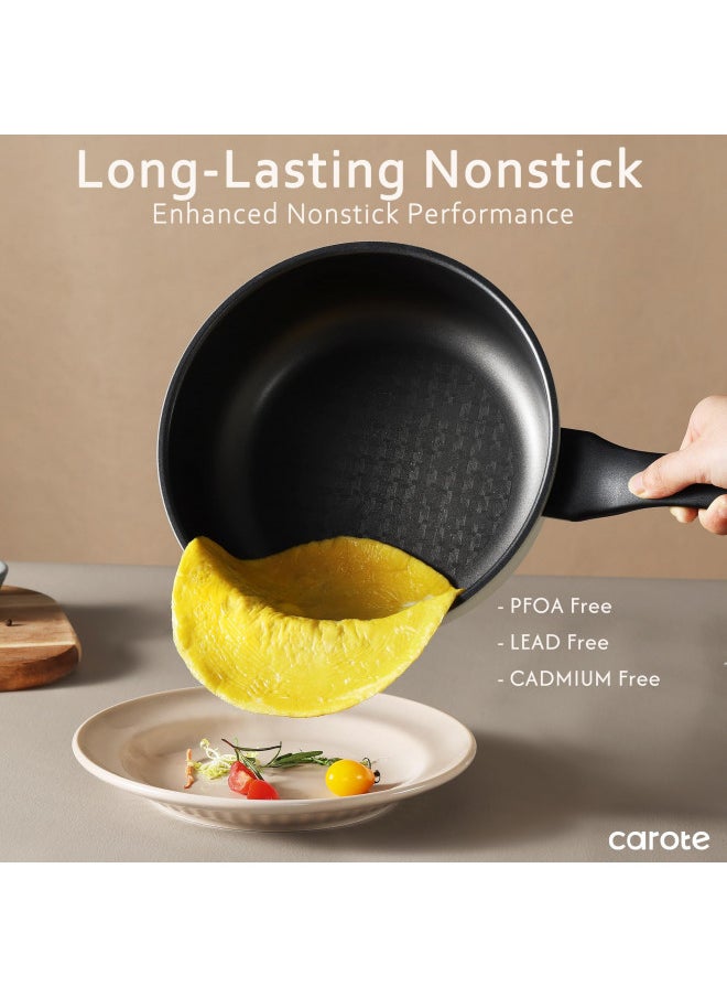 CAROTE Nonstick Frying Pan Skillet,Non Stick Granite Fry Pan, Egg Pan Omelet Pans, Stone Cookware Chef's Pan, PFOA Free (8-Inch)