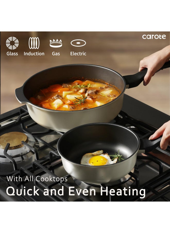 CAROTE Nonstick Frying Pan Skillet,Non Stick Granite Fry Pan, Egg Pan Omelet Pans, Stone Cookware Chef's Pan, PFOA Free (8-Inch)