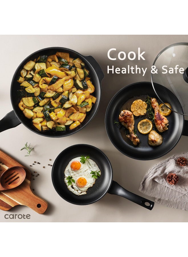 CAROTE Nonstick Frying Pan Skillet,Non Stick Granite Fry Pan, Egg Pan Omelet Pans, Stone Cookware Chef's Pan, PFOA Free (8-Inch)