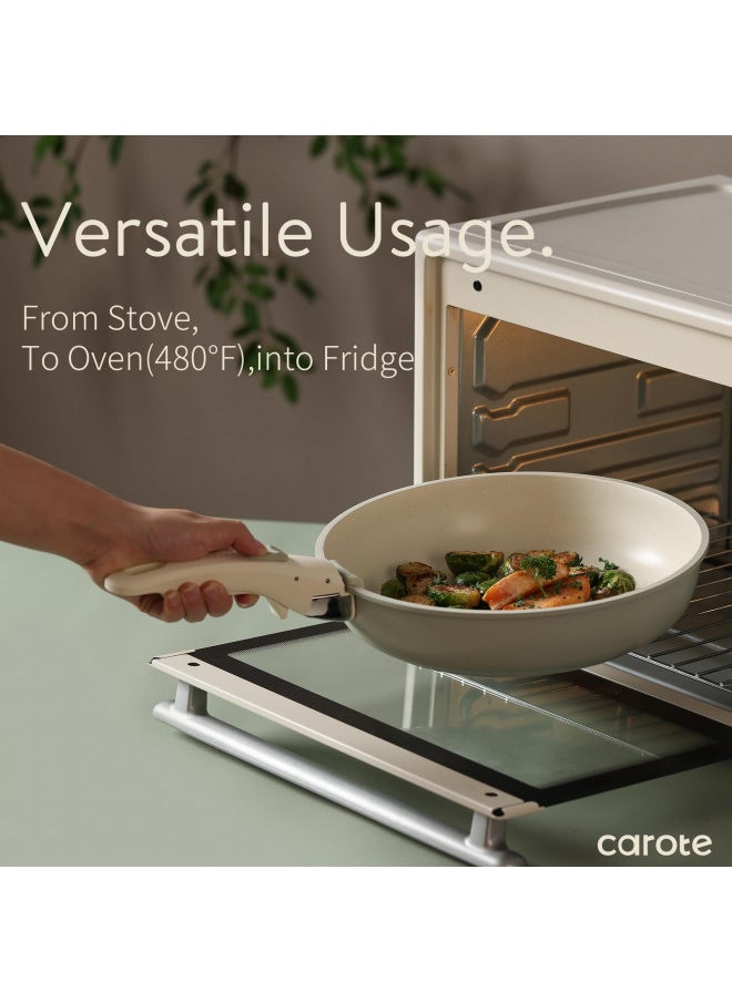CAROTE 11pcs Pots and Pans Set, Nonstick Cookware Set Detachable Handle, Induction Kitchen Cookware Sets Non Stick with Removable Handle, RV Cookware Set, Oven Safe, Green