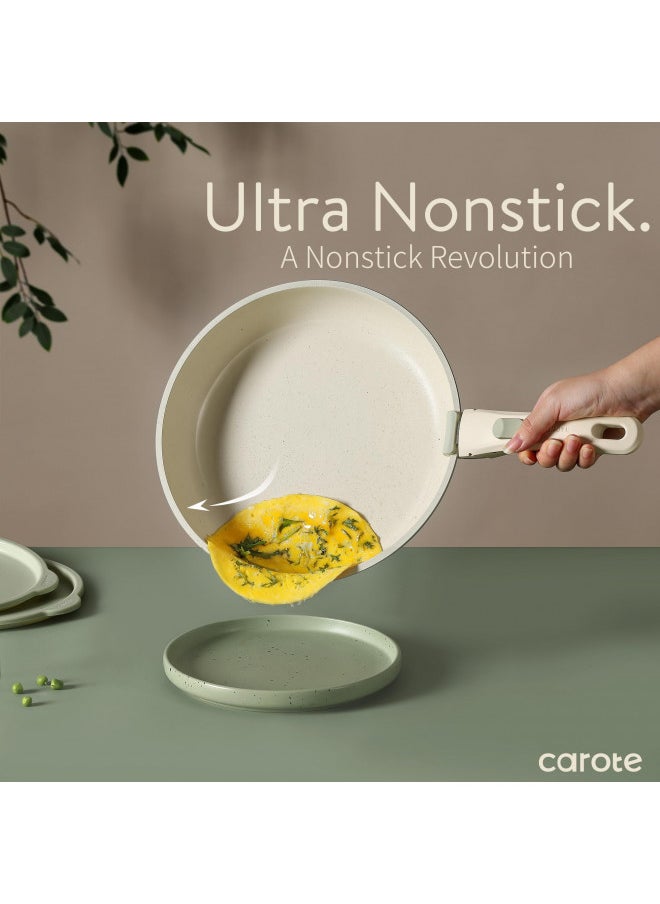CAROTE 11pcs Pots and Pans Set, Nonstick Cookware Set Detachable Handle, Induction Kitchen Cookware Sets Non Stick with Removable Handle, RV Cookware Set, Oven Safe, Green