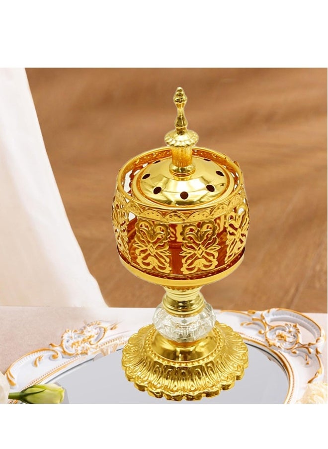 Gold Vintage Incense Burner, 2 PCS Vintage Cone Incense Burner Incense Stick Holder Censer Aromatherapy Stove for Yoga SPA Home Office Decor (2 Styles)