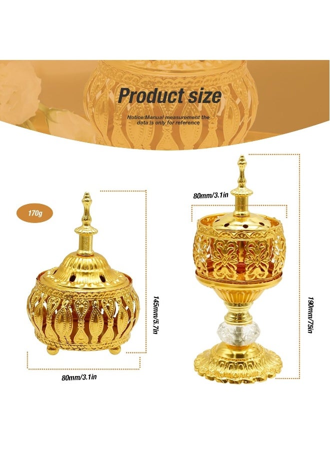 Gold Vintage Incense Burner, 2 PCS Vintage Cone Incense Burner Incense Stick Holder Censer Aromatherapy Stove for Yoga SPA Home Office Decor (2 Styles)