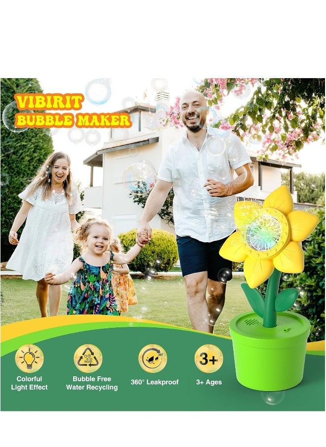 Sunflower Bubble Machine with Lights for Kids 20000+ Bubbles Automatic Bubble Maker Kids Toys for Children Outdoor Toys Summer Toys Birthday Wedding Gifts