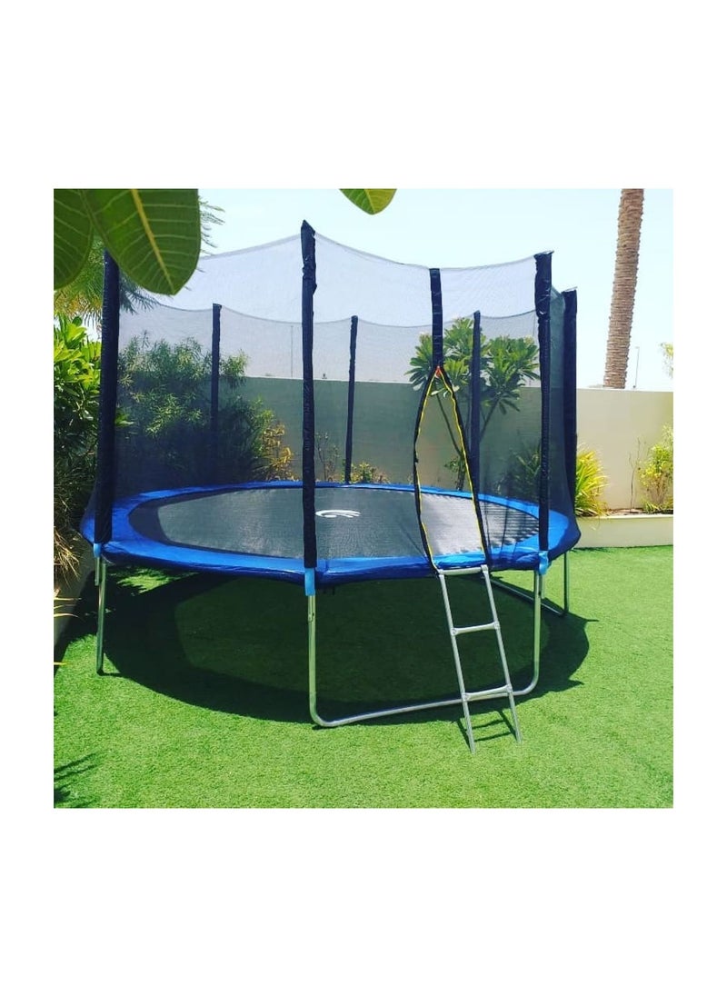 12ft Large Kids Outdoor Round Trampoline Safety Net With Stair