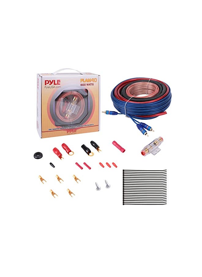 Pyle Car Stereo Wiring Kit - Audio Amplifier & Subwoofer Speaker Installation Cables (4 Gauge), Blue (PLAM40)