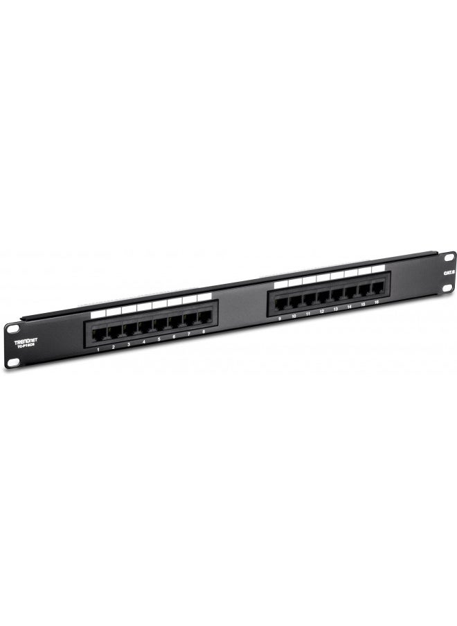 TRENDnet 16-Port Cat6 Unshielded Patch Panel, TC-P16C6, Wallmount or Rackmount, 1U 19