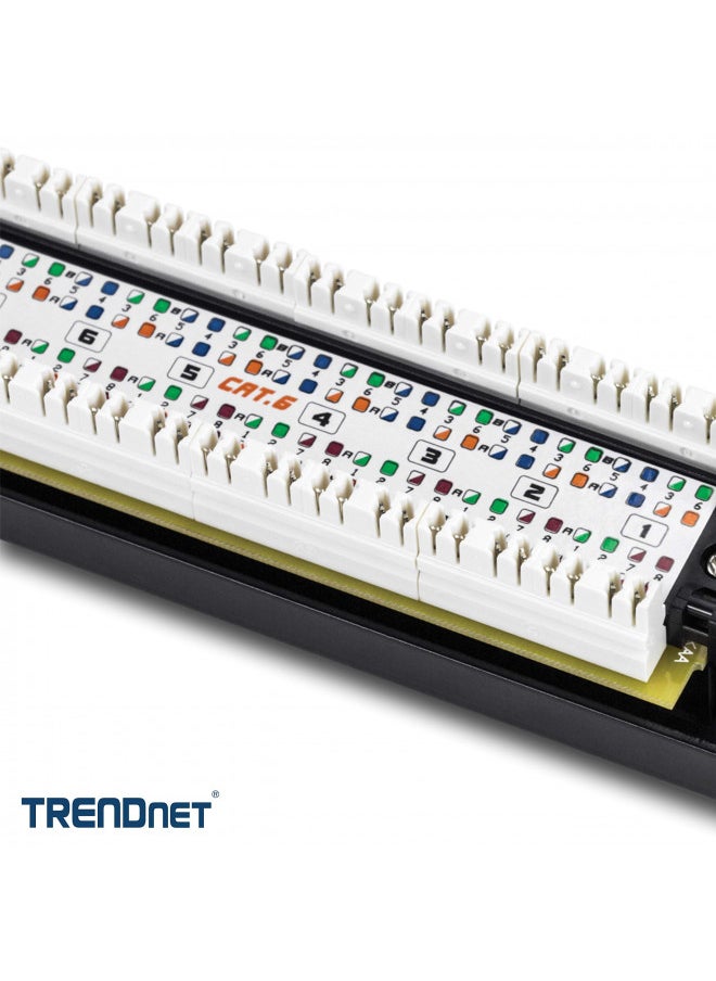 TRENDnet 16-Port Cat6 Unshielded Patch Panel, TC-P16C6, Wallmount or Rackmount, 1U 19