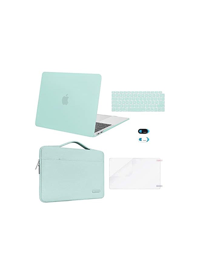MOSISO Compatible with MacBook Air 13 inch Case 2022 2021 2020 2019 2018 Release A2337 M1 A2179 A1932 Retina Display, Plastic Hard Shell&Bag&Keyboard Skin&Webcam Cover&Screen Protector, Mint Green