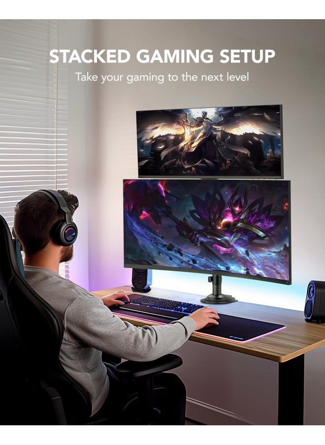HUANUO 13-32 Inch Monitor Mount 2 Monitors, Ergonomic Height Adjustable Screen Mount 2 Monitors Tilt/Swivel/Rotate/Weight Max 9 kg/VESA 75/100 mm