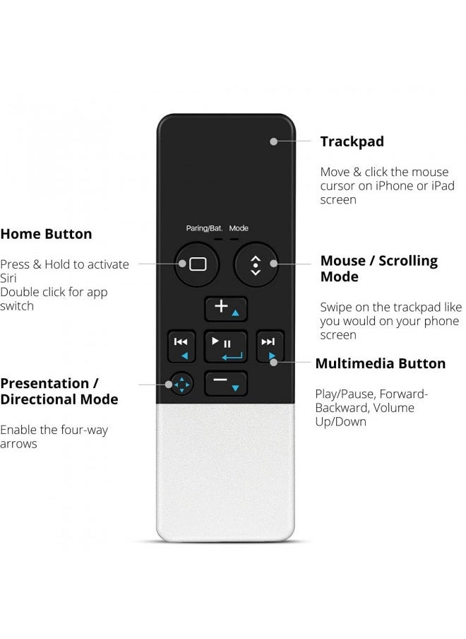 TNP Bluetooth Remote Control for iPad iPhone - Trackpad Media Presenter for iOS Mac Android Tablet PC - Wireless Camera Shutter, Media Button, Presentation Clicker, iPad Air Pro, MacBook Pro Mini M1