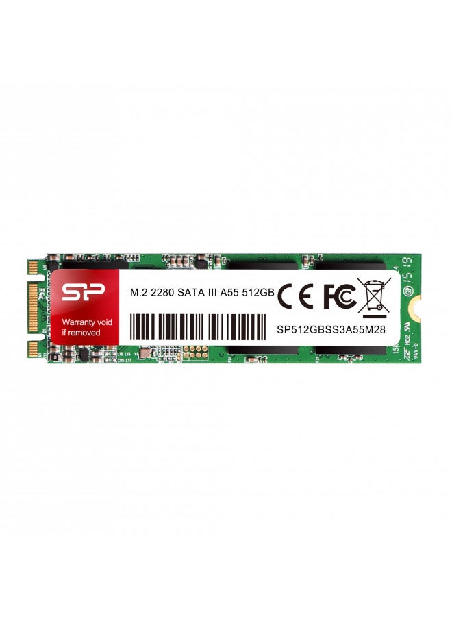 Silicon Power 512GB A55 M.2 SSD SATA III Internal Solid State Drive 2280 SU512GBSS3A55M28AC