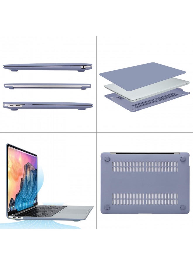 MOSISO Compatible with MacBook Air 13 inch Case 2022 2021 2020 2019 2018 Release A2337 M1 A2179 A1932 Retina Display with Touch ID, Plastic Hard Shell Case & Keyboard Cover Skin, Lavender Gray