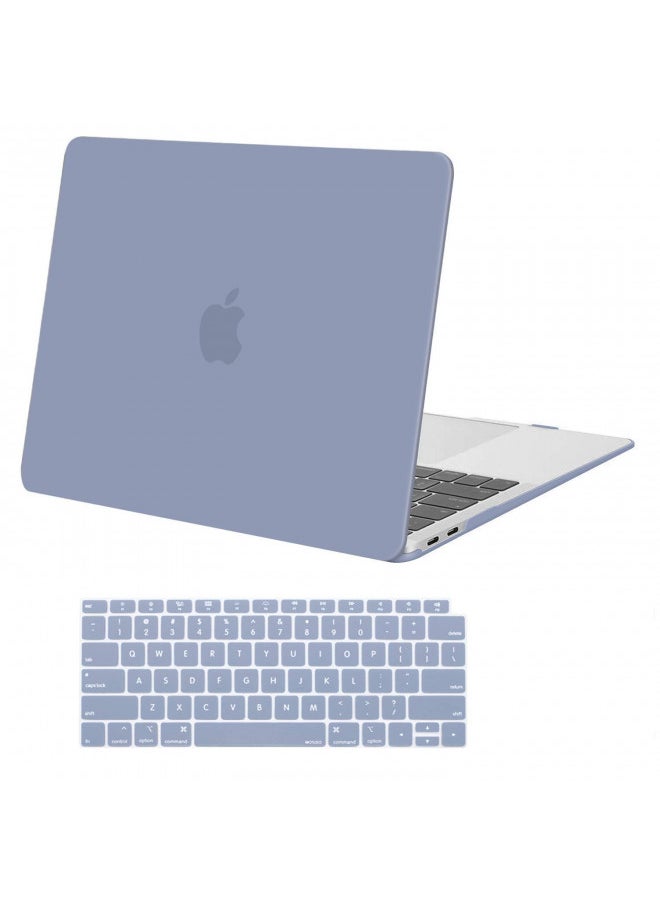 MOSISO Compatible with MacBook Air 13 inch Case 2022 2021 2020 2019 2018 Release A2337 M1 A2179 A1932 Retina Display with Touch ID, Plastic Hard Shell Case & Keyboard Cover Skin, Lavender Gray