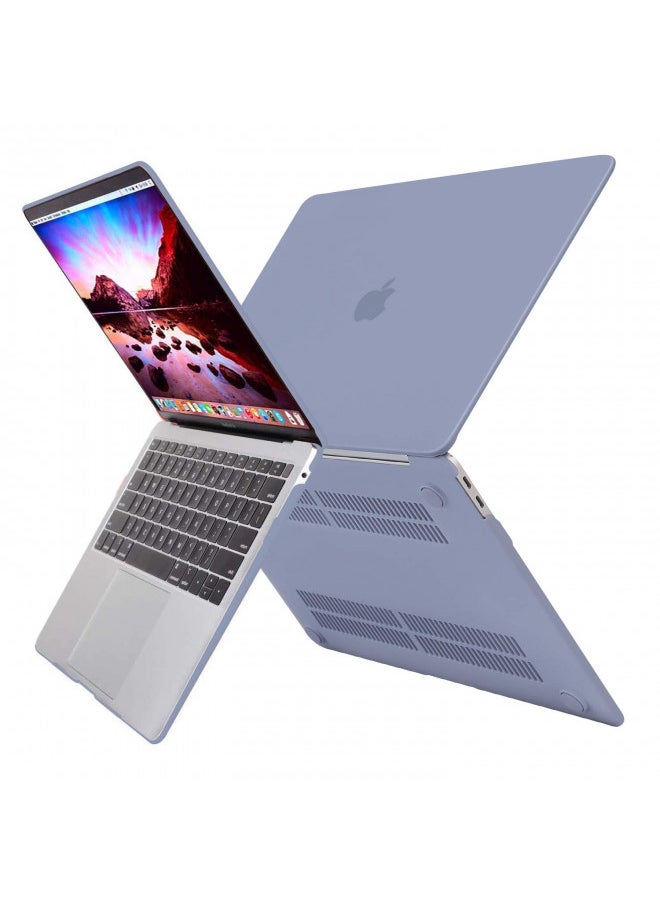 MOSISO Compatible with MacBook Air 13 inch Case 2022 2021 2020 2019 2018 Release A2337 M1 A2179 A1932 Retina Display with Touch ID, Plastic Hard Shell Case & Keyboard Cover Skin, Lavender Gray