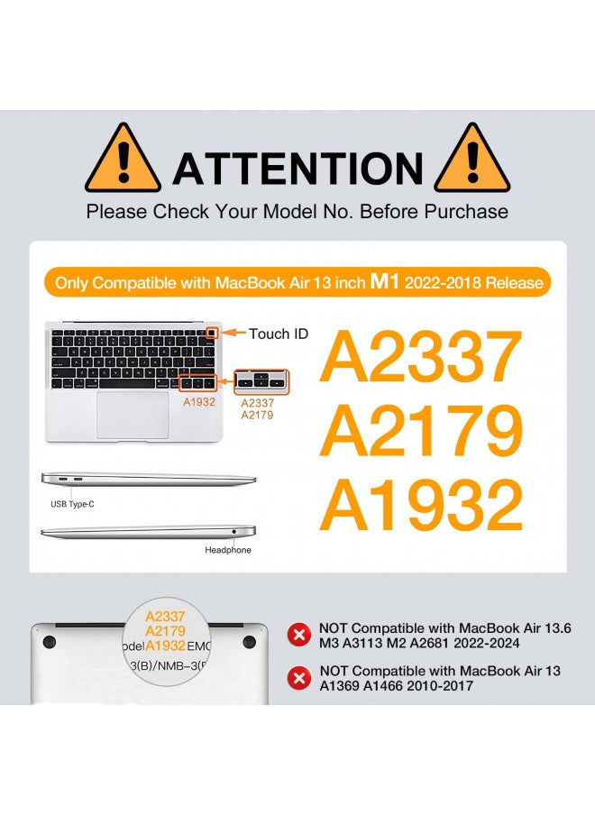 MOSISO Compatible with MacBook Air 13 inch Case 2022 2021 2020 2019 2018 Release A2337 M1 A2179 A1932 Retina Display with Touch ID, Plastic Hard Shell Case & Keyboard Cover Skin, Lavender Gray
