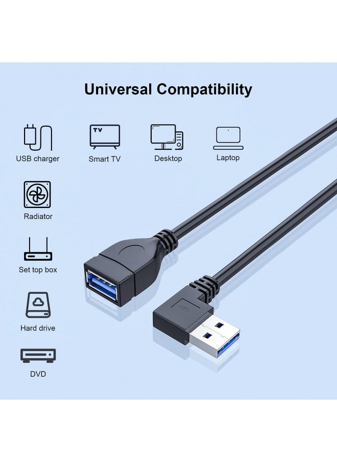 Oxsubor SuperSpeed USB 3.0 Male to Female Extension Data Cable Left and Right Angle 2PCS (20CM,8IN)