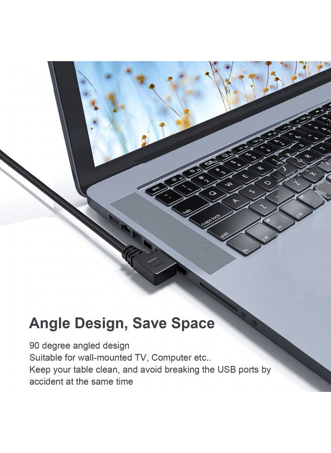 Oxsubor SuperSpeed USB 3.0 Male to Female Extension Data Cable Left and Right Angle 2PCS (20CM,8IN)