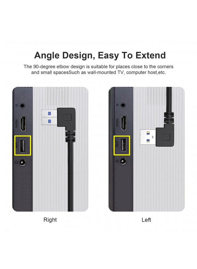 Oxsubor SuperSpeed USB 3.0 Male to Female Extension Data Cable Left and Right Angle 2PCS (20CM,8IN)
